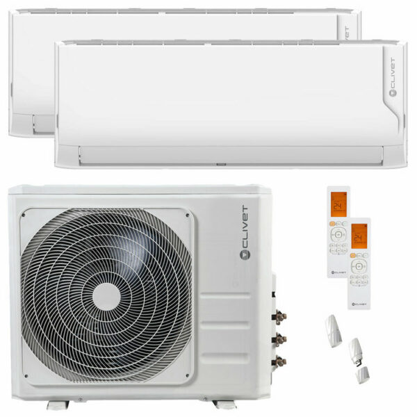 Clivet Dual Split 21000 Esterna + 2 Split da 12000 Btu Serie Cristallo2 A+++ WiFi Incluso