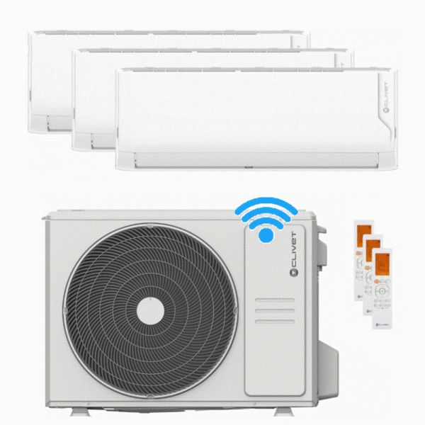 Climatizzatore TrialSplit Clivet 21000 MU2-Y- 61 M con 3 Split da 9000 Btu Mod. Cristallo2